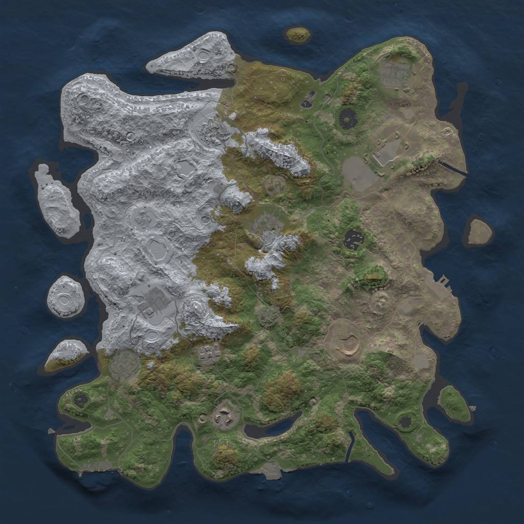 Rust Map: Procedural Map, Size: 3900, Seed: 3505149, 18 Monuments