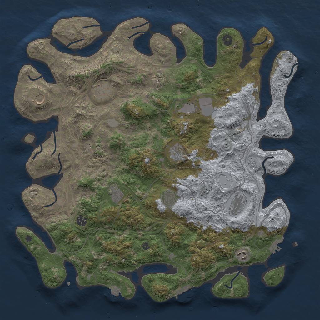 Rust Map: Procedural Map, Size: 4500, Seed: 1374314979, 19 Monuments