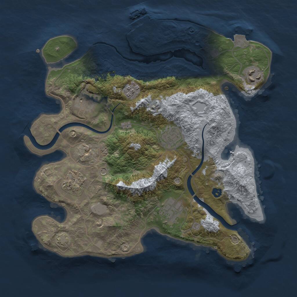 Rust Map: Procedural Map, Size: 3000, Seed: 159898471, 10 Monuments