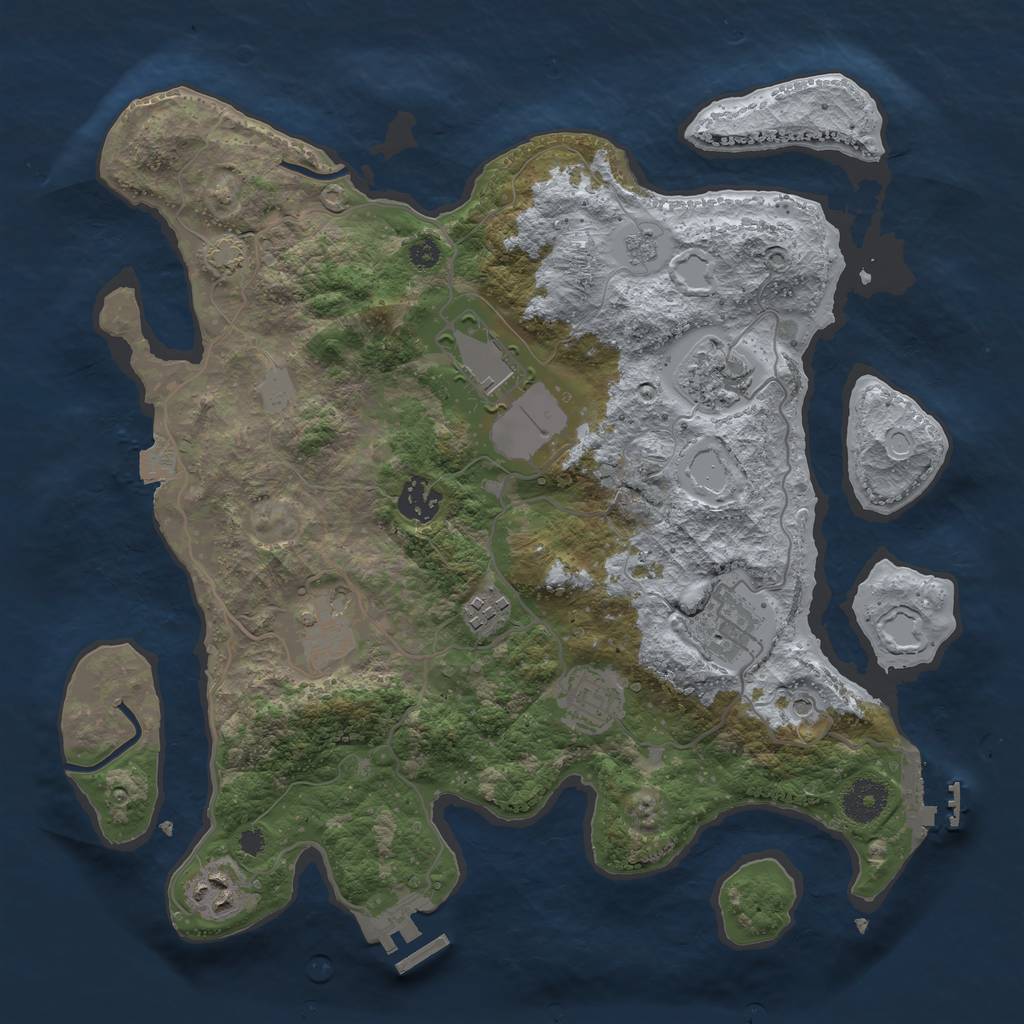 Rust Map: Procedural Map, Size: 3500, Seed: 78713425, 16 Monuments