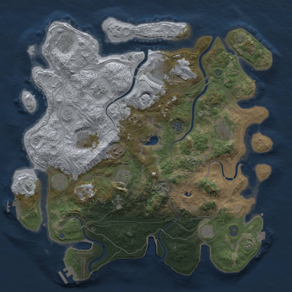 Rust Map: Procedural Map, Size: 4250, Seed: 1832065914, 18 Monuments