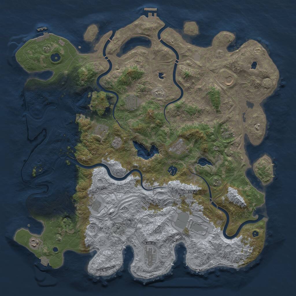 Rust Map: Procedural Map, Size: 4750, Seed: 612589546, 17 Monuments