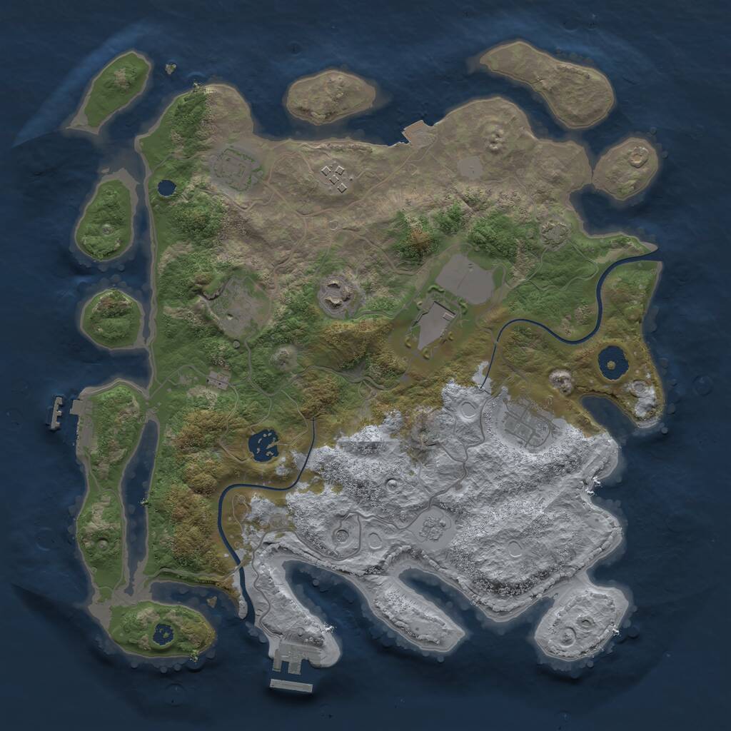 Rust Map: Procedural Map, Size: 3500, Seed: 784522632, 13 Monuments