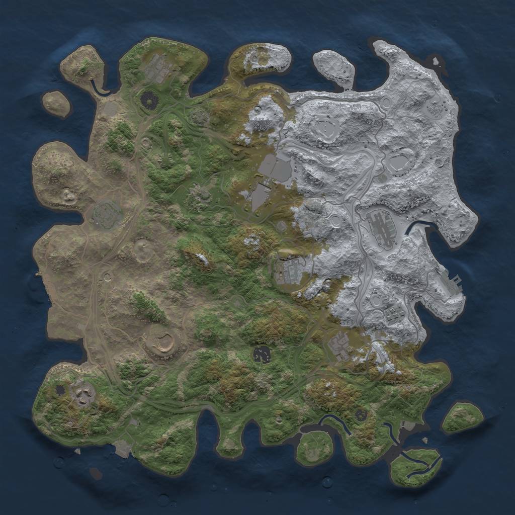 Rust Map: Procedural Map, Size: 4250, Seed: 1850332659, 19 Monuments