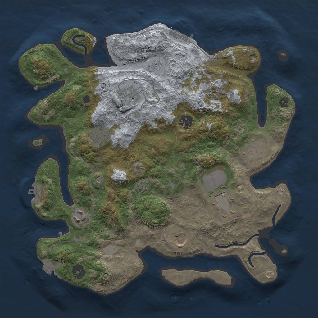 Rust Map: Procedural Map, Size: 3500, Seed: 864801416, 16 Monuments