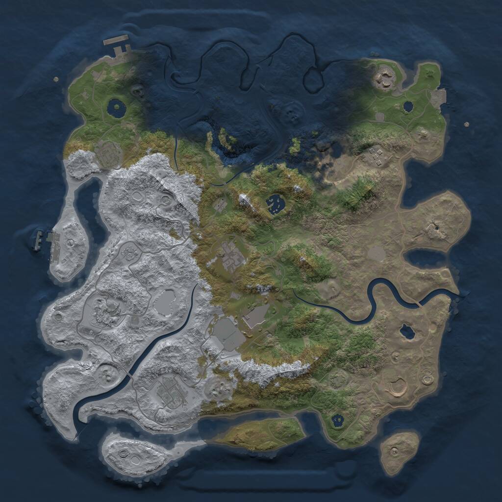 Rust Map: Procedural Map, Size: 4000, Seed: 65943, 16 Monuments