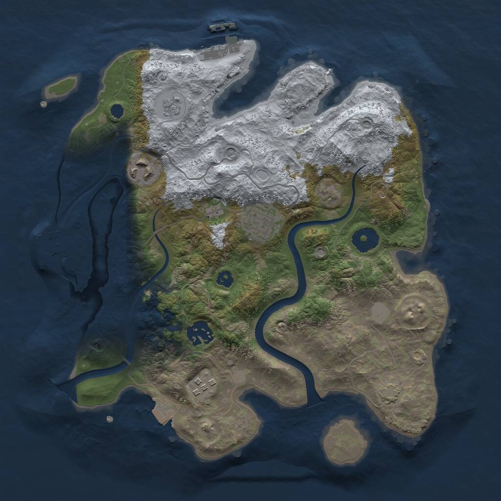 Rust Map: Procedural Map, Size: 3000, Seed: 706261520, 10 Monuments