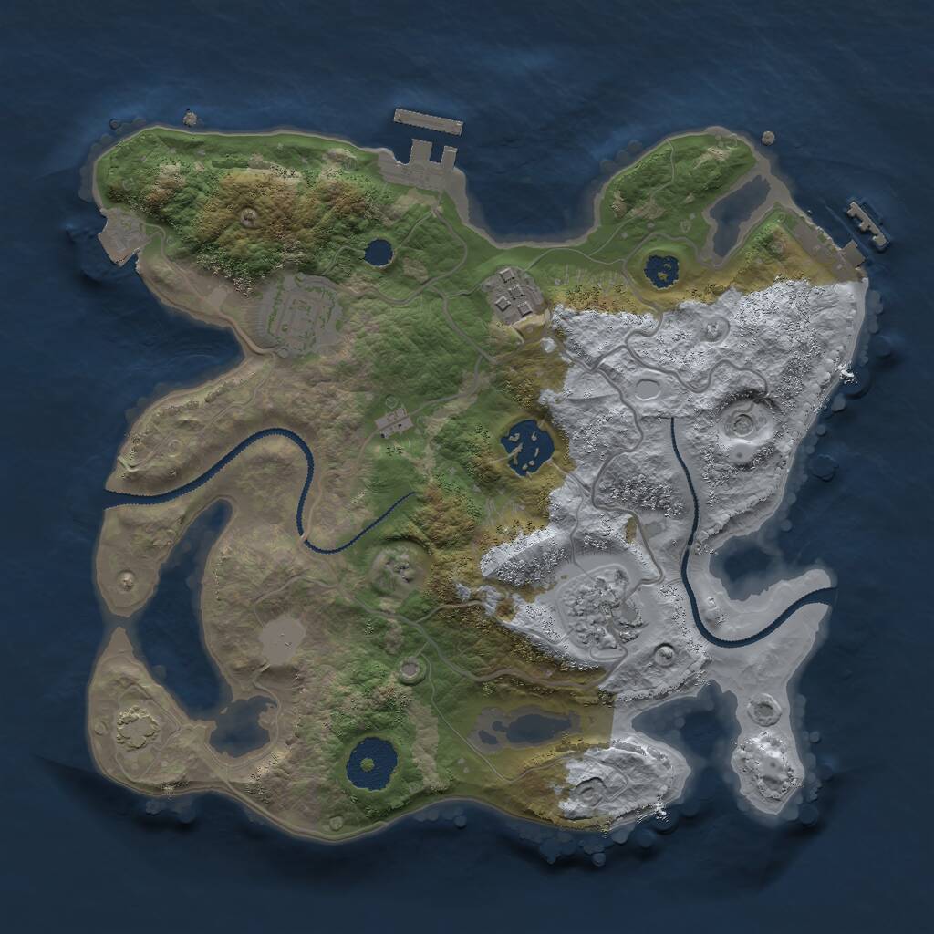 Rust Map: Procedural Map, Size: 2750, Seed: 21275, 9 Monuments