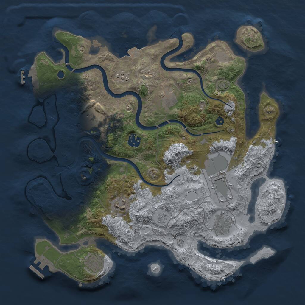 Rust Map: Procedural Map, Size: 3500, Seed: 1439015028, 14 Monuments