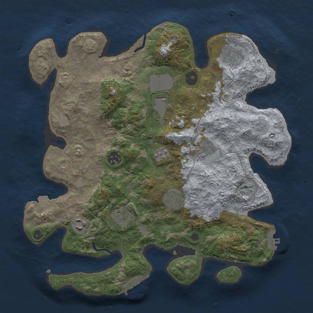 Rust Map: Procedural Map, Size: 3500, Seed: 2055500516, 16 Monuments