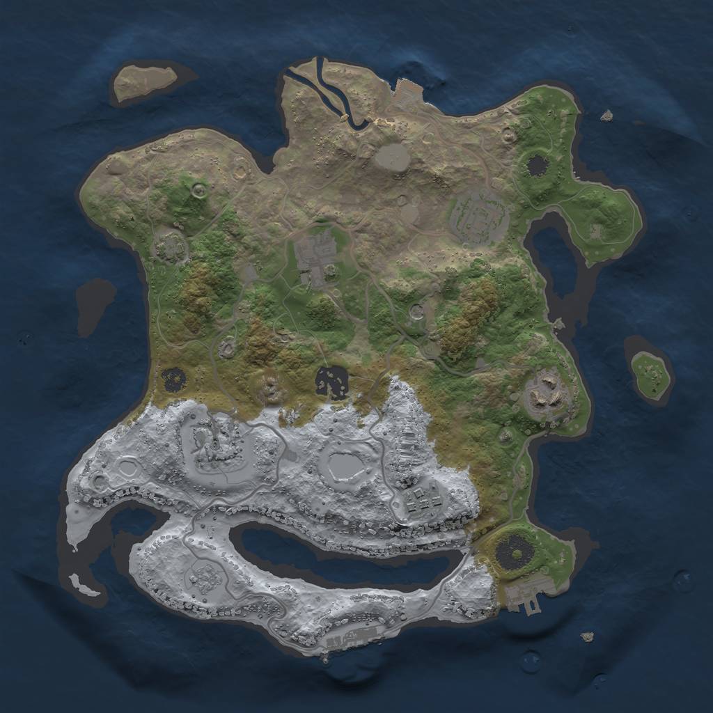 Rust Map: Procedural Map, Size: 3000, Seed: 1258786483, 14 Monuments
