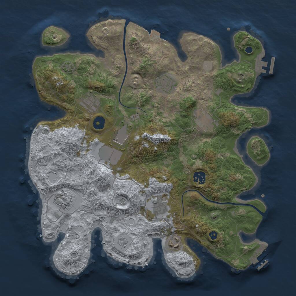 Rust Map: Procedural Map, Size: 3500, Seed: 1873234828, 14 Monuments