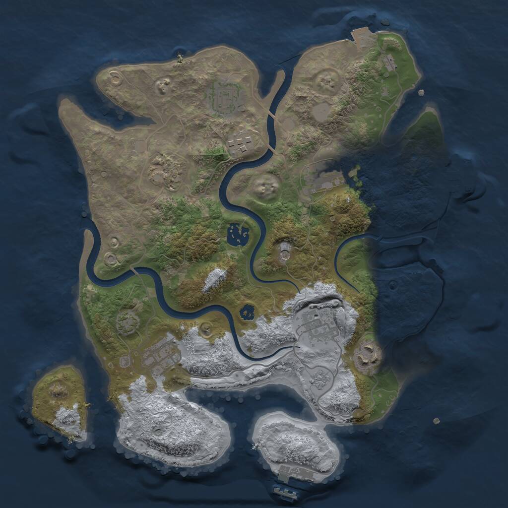 Rust Map: Procedural Map, Size: 3250, Seed: 48327, 14 Monuments