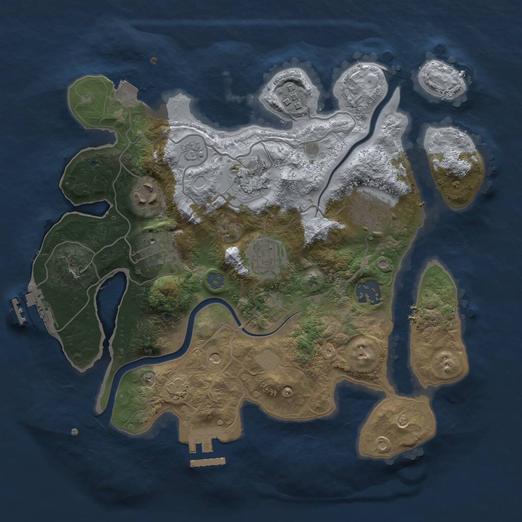 Rust Map: Procedural Map, Size: 3000, Seed: 1659679845, 15 Monuments