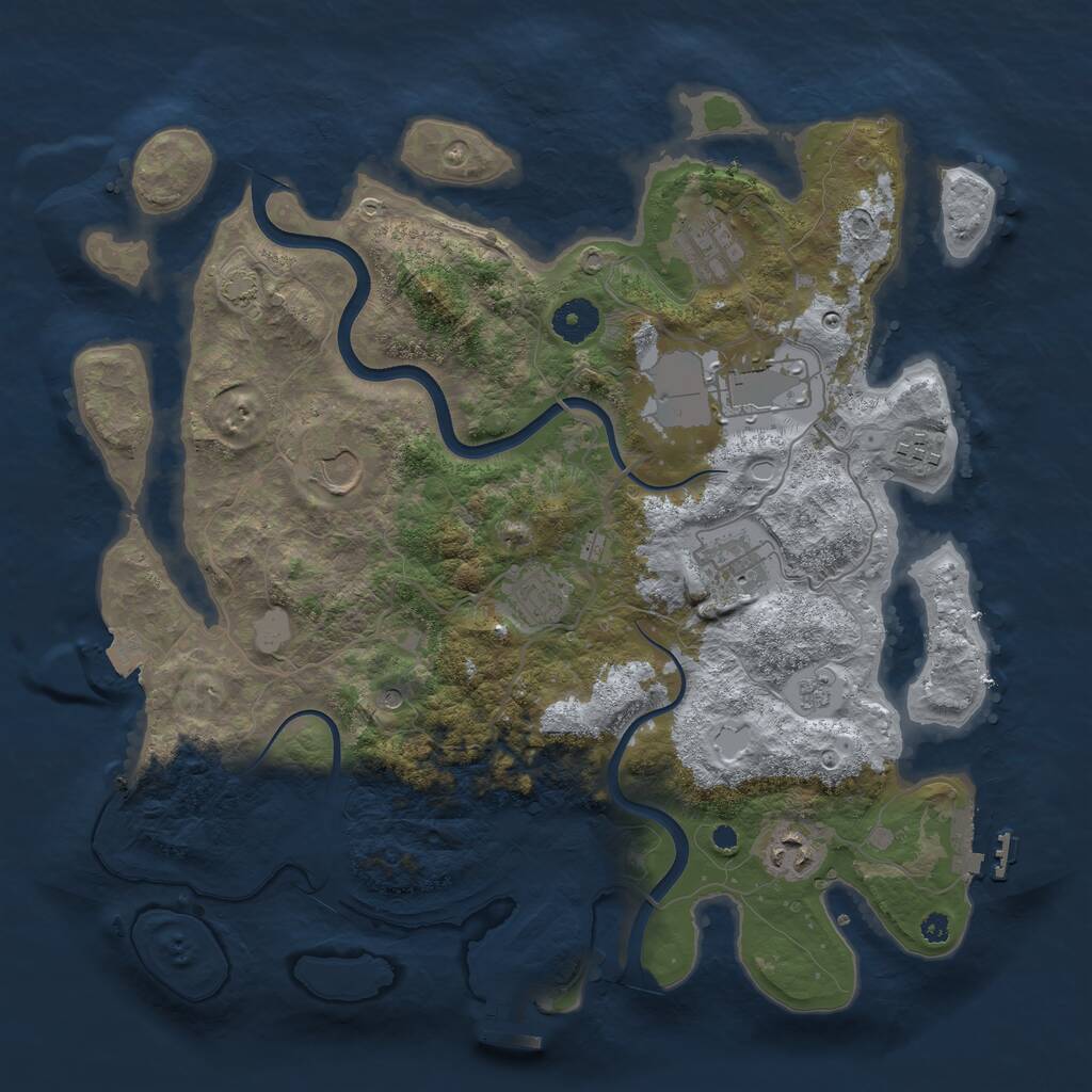 Rust Map: Procedural Map, Size: 3700, Seed: 1739422431, 13 Monuments