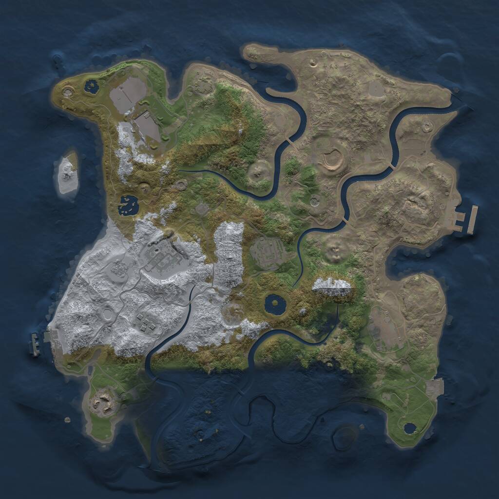 Rust Map: Procedural Map, Size: 3500, Seed: 1640545599, 14 Monuments