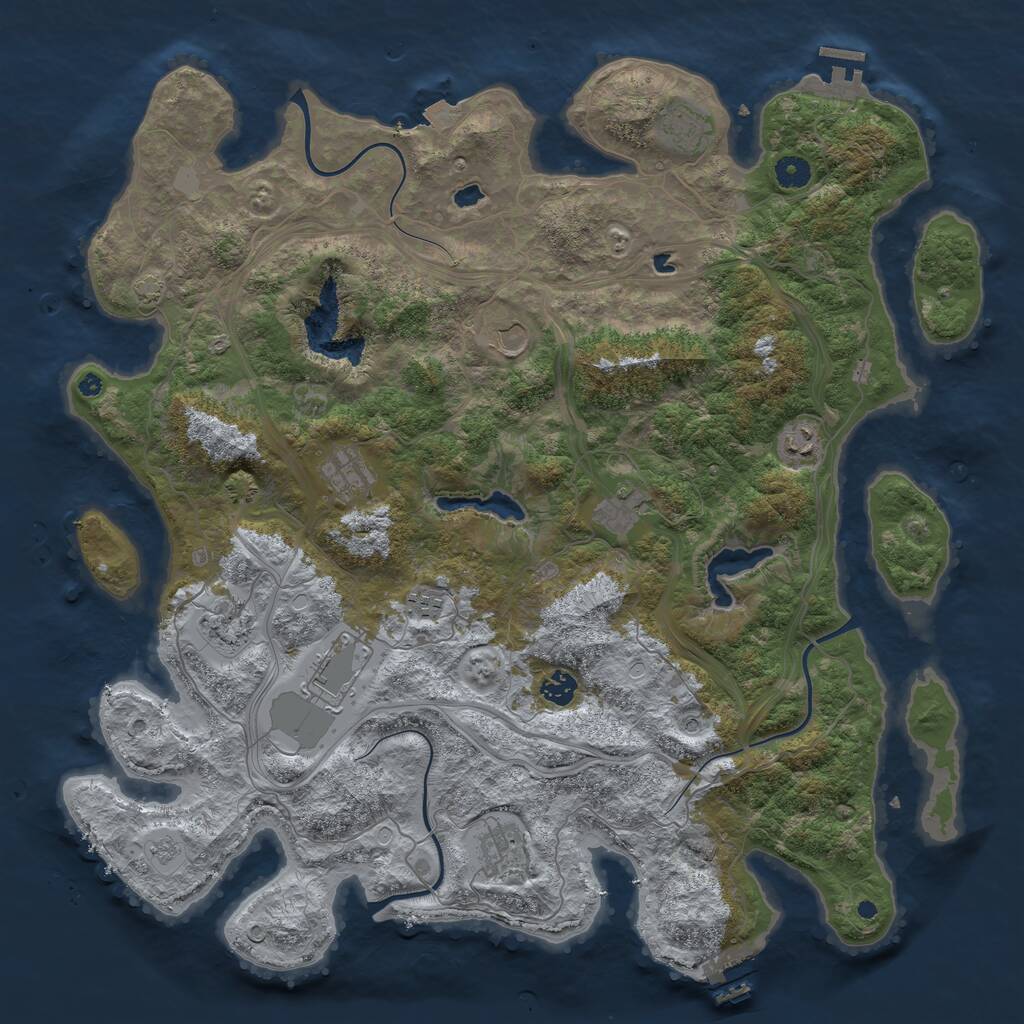 Rust Map: Procedural Map, Size: 4500, Seed: 514487993, 16 Monuments