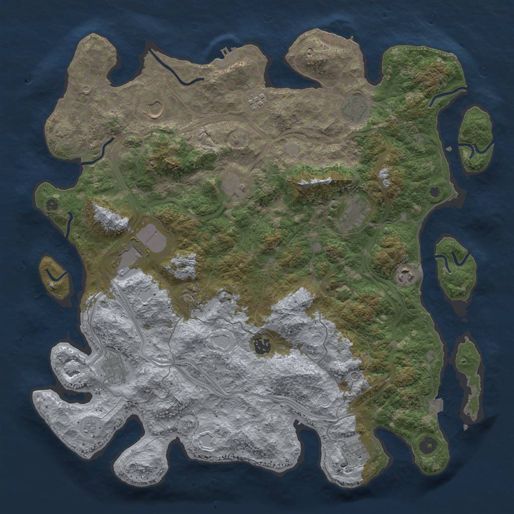 Rust Map: Procedural Map, Size: 4500, Seed: 514487993, 19 Monuments