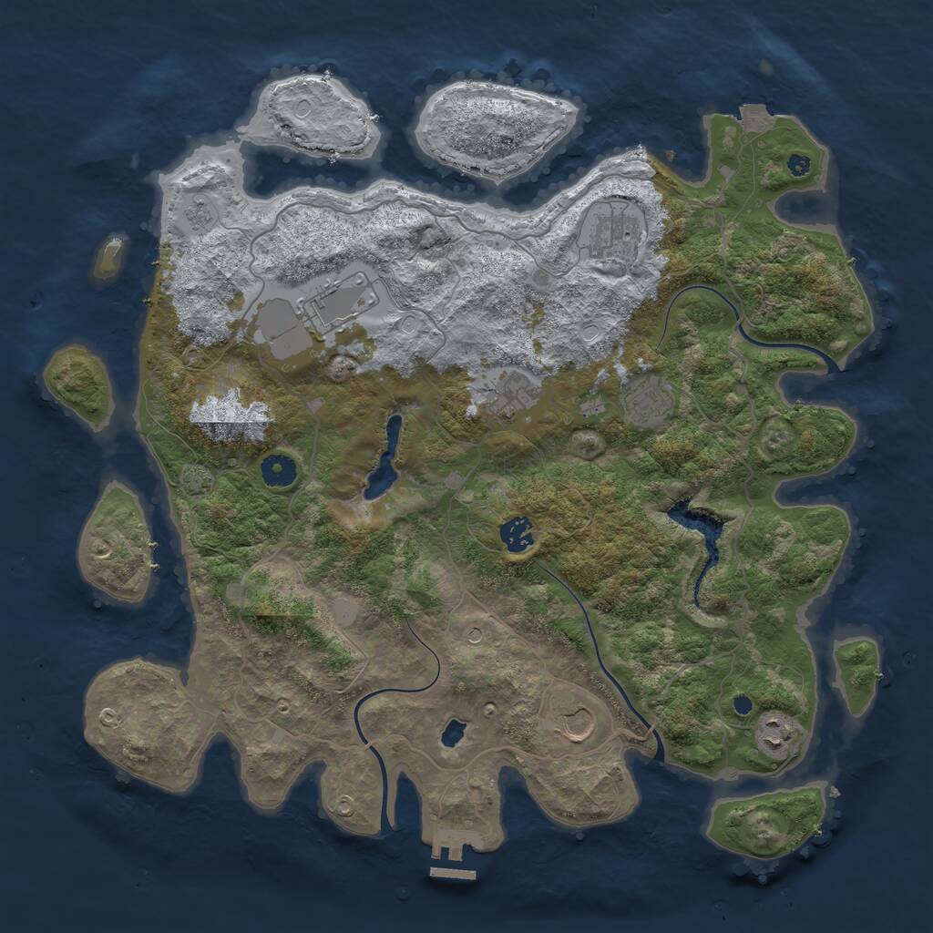 Rust Map: Procedural Map, Size: 4100, Seed: 916375616, 12 Monuments