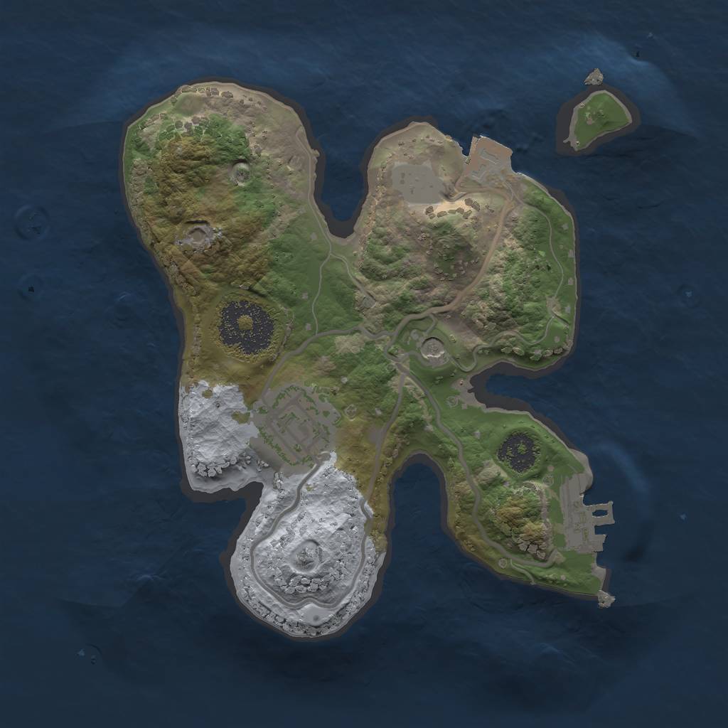 Rust Map: Procedural Map, Size: 2000, Seed: 1873234828, 6 Monuments