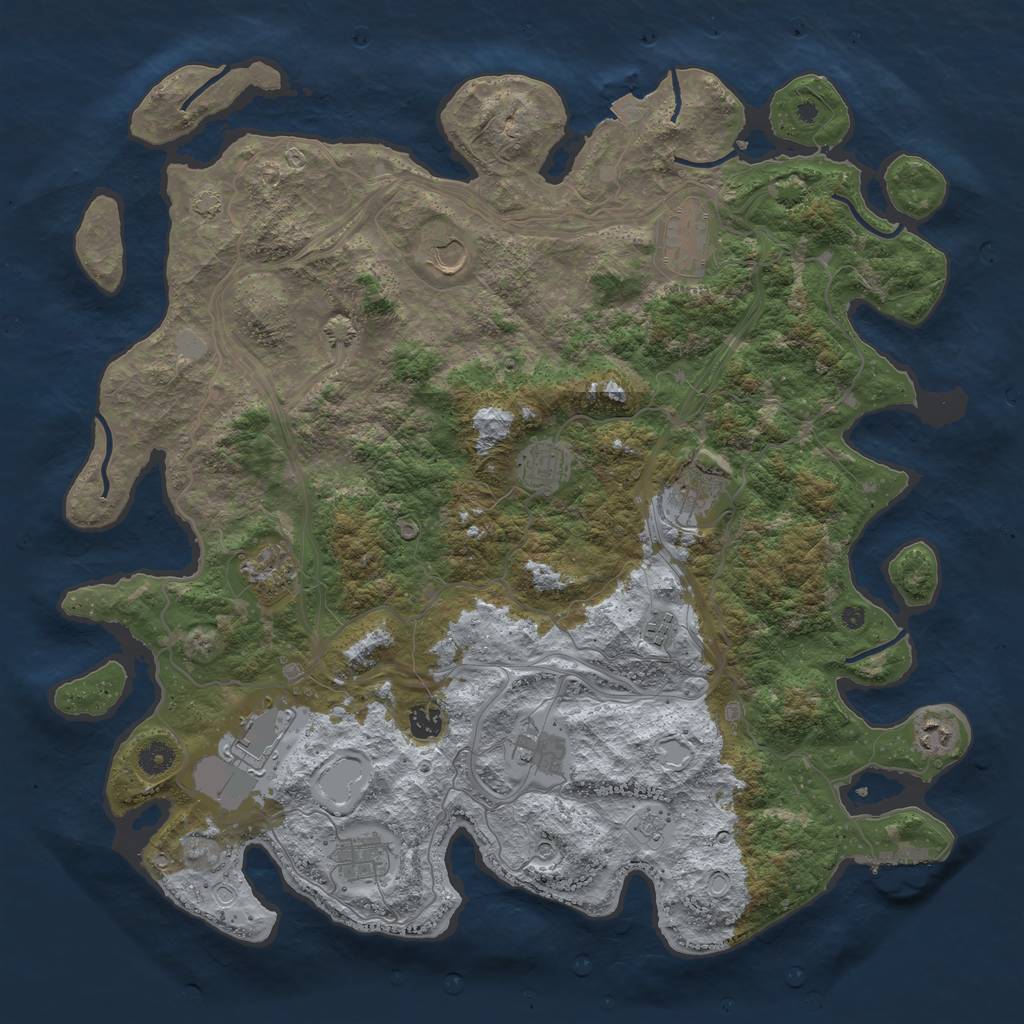 Rust Map: Procedural Map, Size: 4500, Seed: 443171552, 18 Monuments