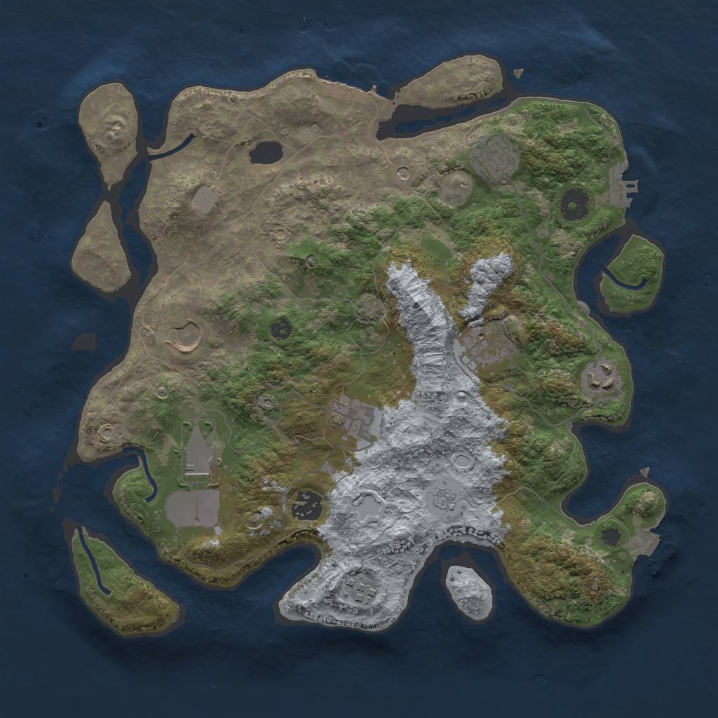 Rust Map: Procedural Map, Size: 3500, Seed: 1725997417, 16 Monuments