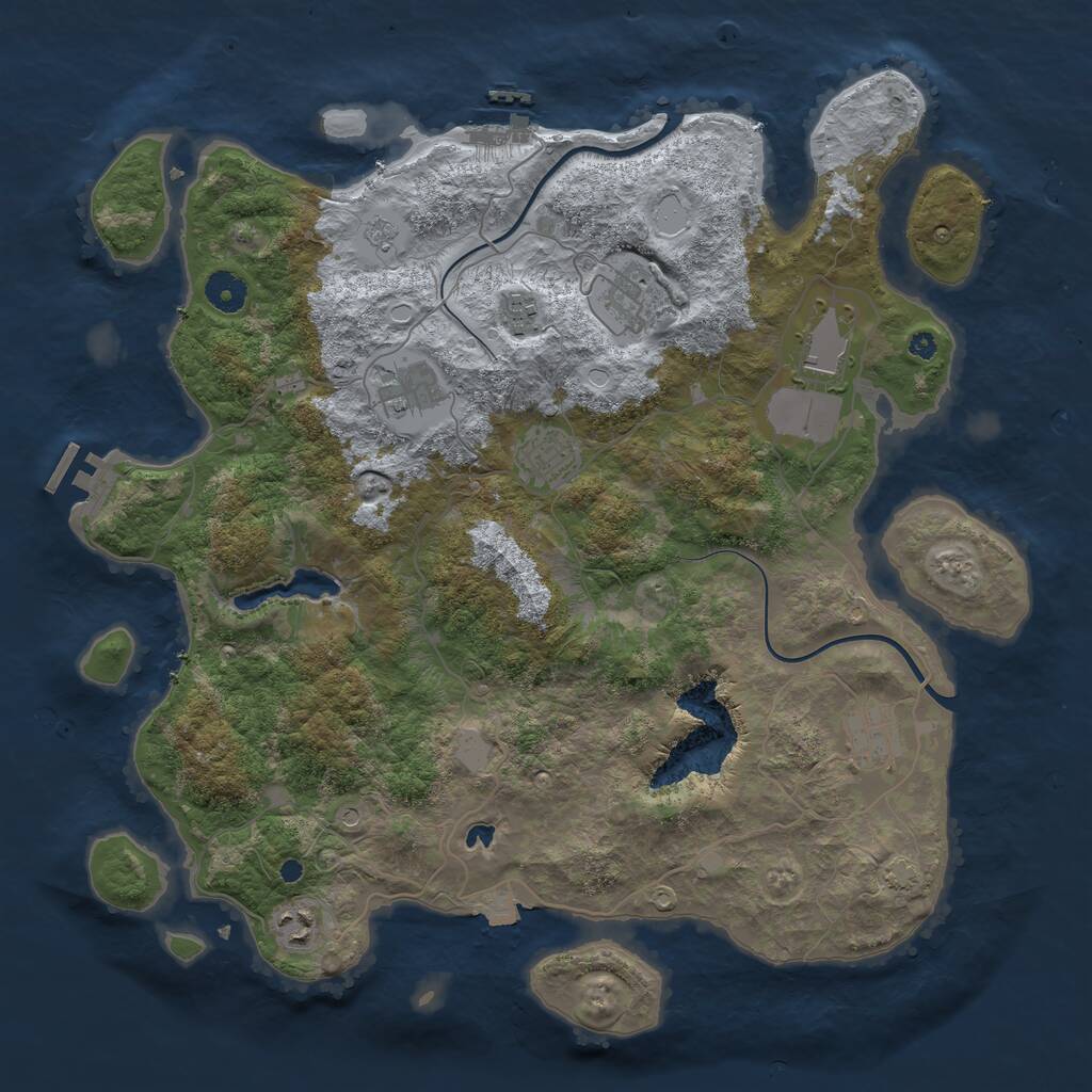Rust Map: Procedural Map, Size: 4000, Seed: 1260699346, 13 Monuments