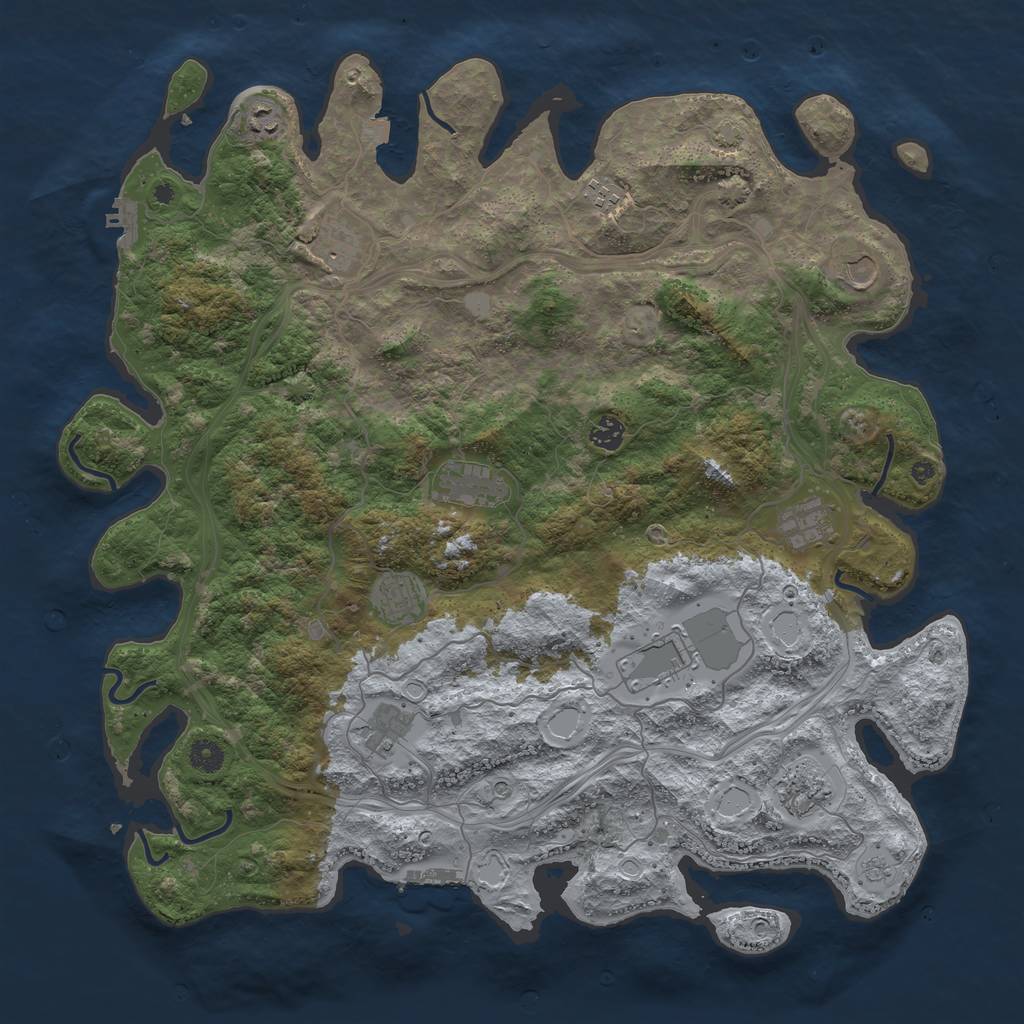 Rust Map: Procedural Map, Size: 4500, Seed: 1793482715, 19 Monuments