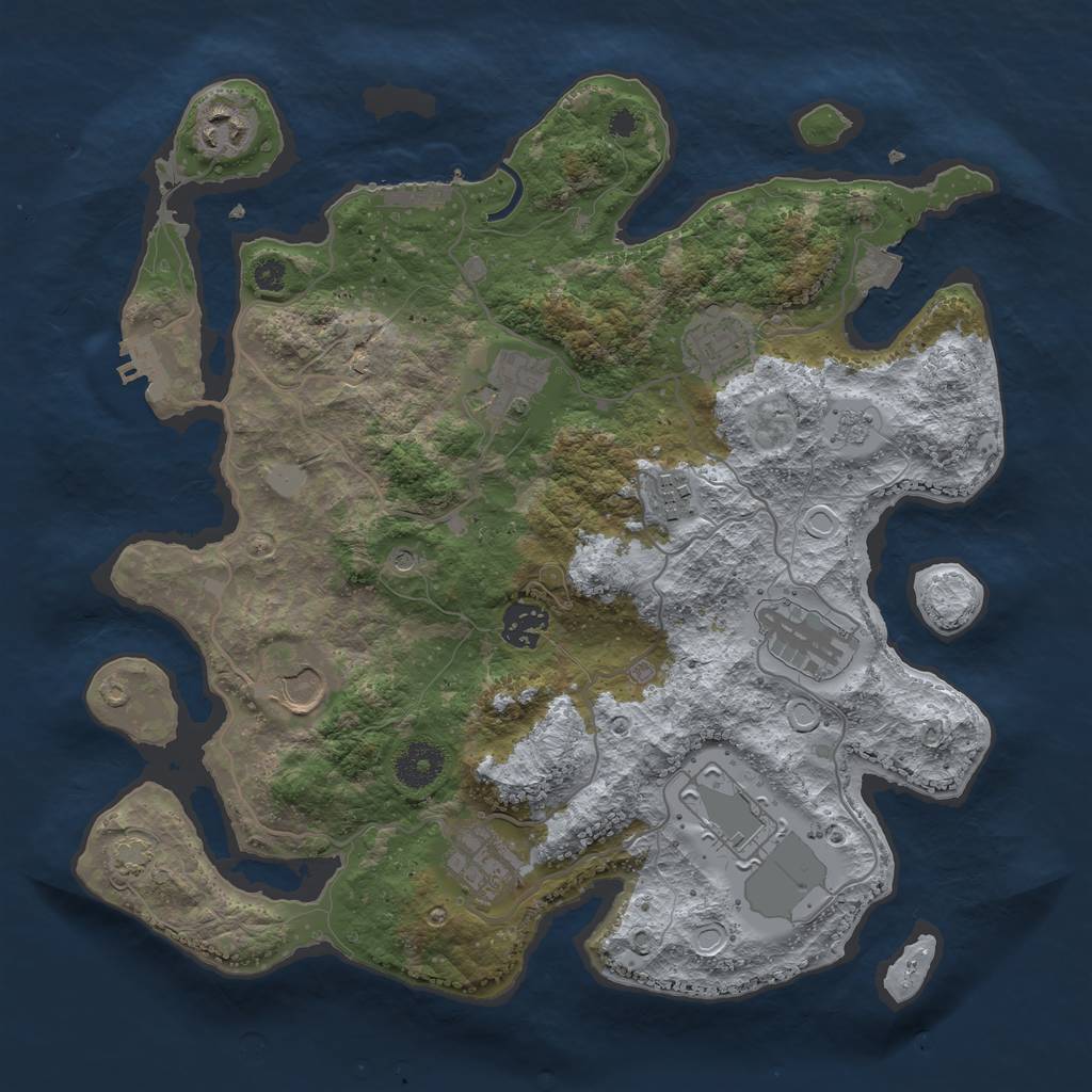 Rust Map: Procedural Map, Size: 3500, Seed: 539229560, 17 Monuments