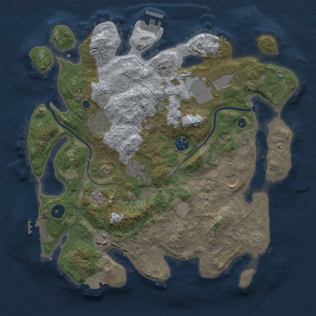 Rust Map: Procedural Map, Size: 3500, Seed: 794765459, 13 Monuments