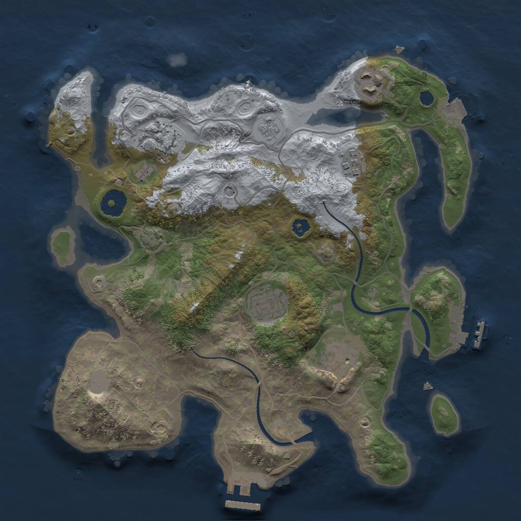 Rust Map: Procedural Map, Size: 3000, Seed: 633504663, 11 Monuments