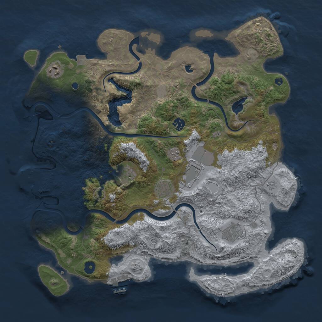 Rust Map: Procedural Map, Size: 4000, Seed: 1269201521, 13 Monuments