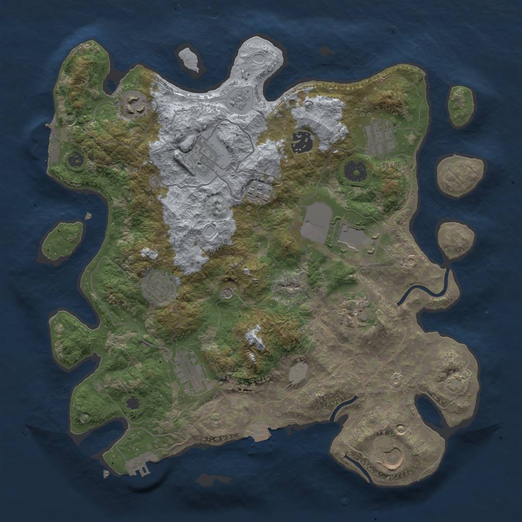 Rust Map: Procedural Map, Size: 3500, Seed: 516911076, 18 Monuments