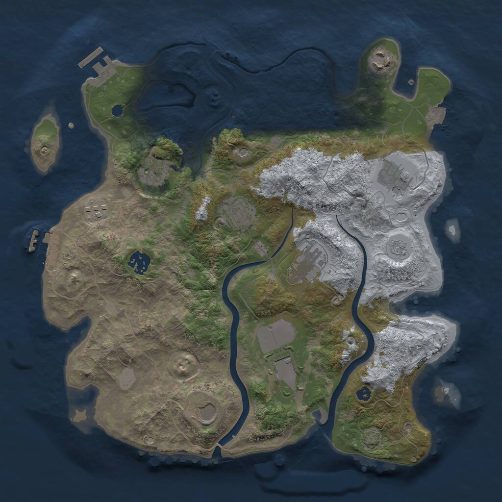 Rust Map: Procedural Map, Size: 3500, Seed: 863829905, 15 Monuments