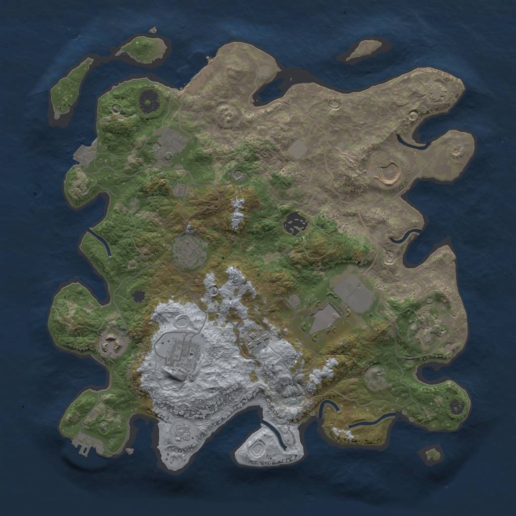 Rust Map: Procedural Map, Size: 3500, Seed: 780661258, 17 Monuments