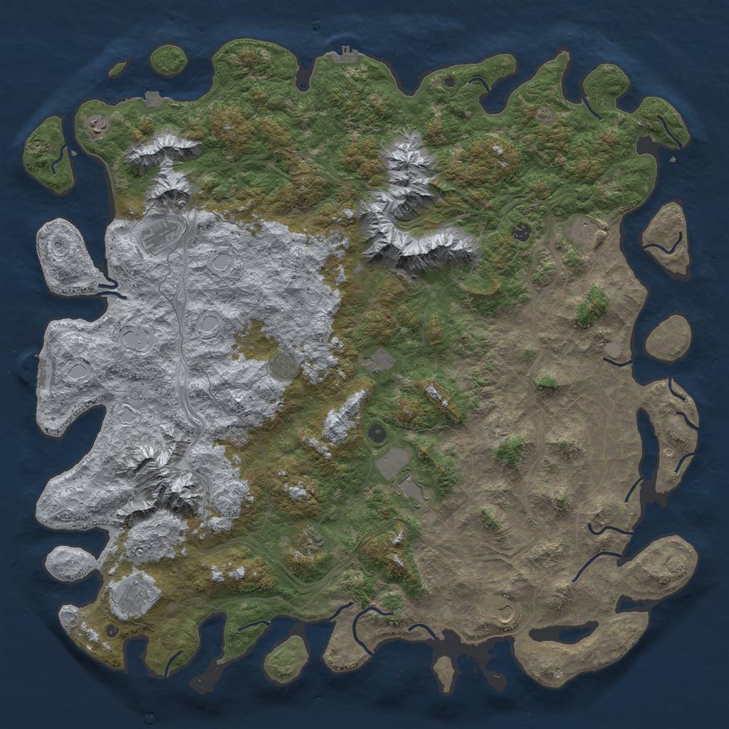 Rust Map: Procedural Map, Size: 6000, Seed: 784928505, 19 Monuments