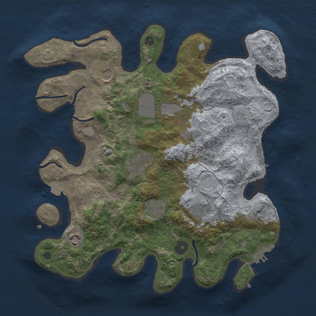 Rust Map: Procedural Map, Size: 3500, Seed: 580977600, 15 Monuments