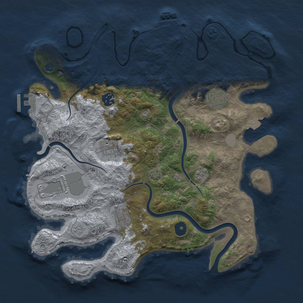 Rust Map: Procedural Map, Size: 3500, Seed: 226554143, 12 Monuments