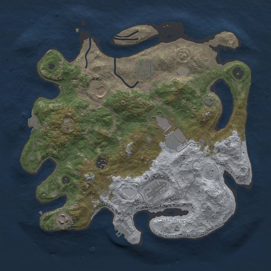Rust Map: Procedural Map, Size: 3500, Seed: 991857555, 13 Monuments