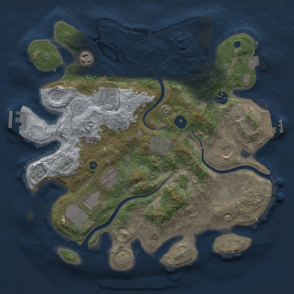 Rust Map: Procedural Map, Size: 3500, Seed: 1059241694, 14 Monuments