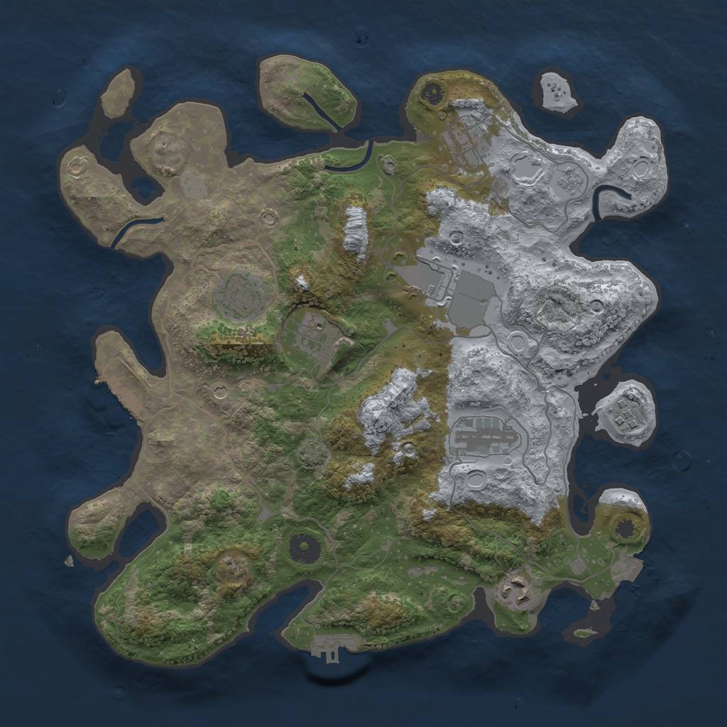 Rust Map: Procedural Map, Size: 3500, Seed: 1230695196, 15 Monuments