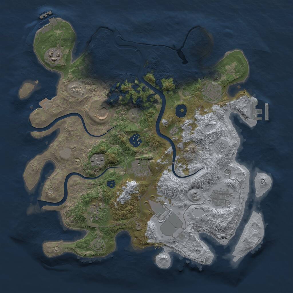 Rust Map: Procedural Map, Size: 3500, Seed: 964988202, 15 Monuments
