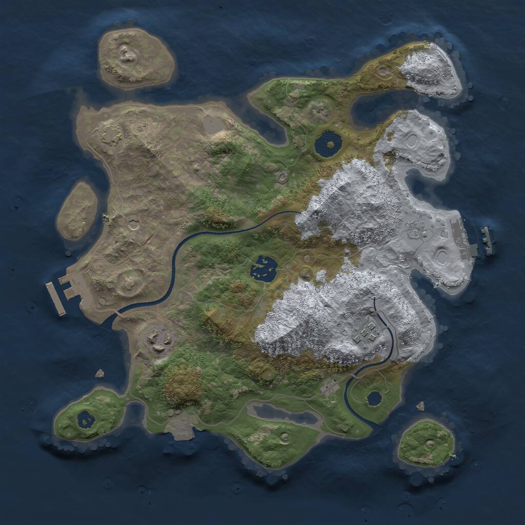 Rust Map: Procedural Map, Size: 3000, Seed: 1264437612, 9 Monuments