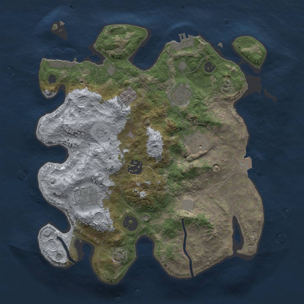 Rust Map: Procedural Map, Size: 3000, Seed: 817, 12 Monuments