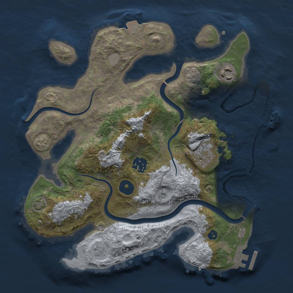 Rust Map: Procedural Map, Size: 3000, Seed: 21726, 10 Monuments