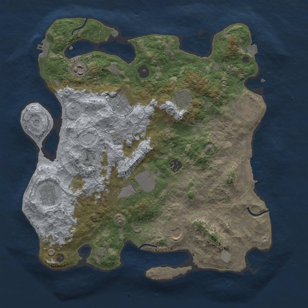 Rust Map: Procedural Map, Size: 3800, Seed: 346512103, 17 Monuments