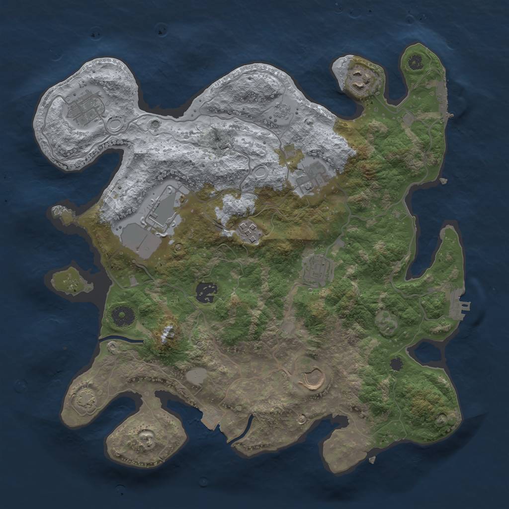 Rust Map: Procedural Map, Size: 3500, Seed: 1227015575, 15 Monuments