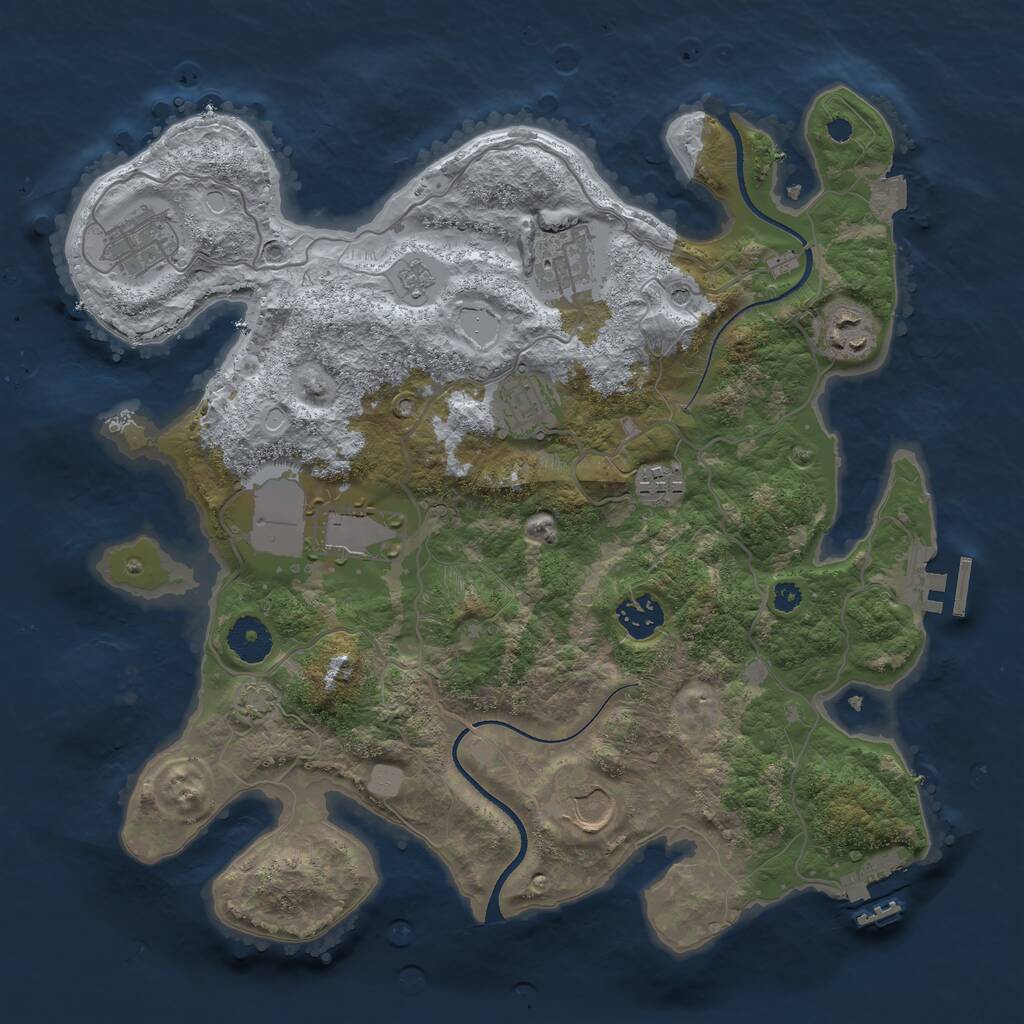 Rust Map: Procedural Map, Size: 3500, Seed: 1227015575, 14 Monuments