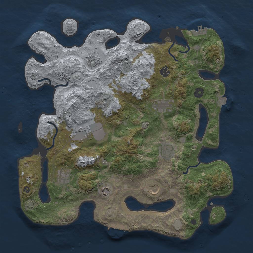 Rust Map: Procedural Map, Size: 3750, Seed: 23137, 17 Monuments