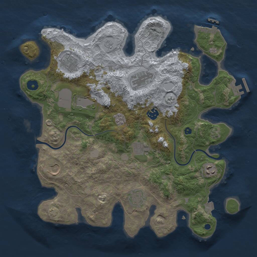 Rust Map: Procedural Map, Size: 3500, Seed: 282531234, 14 Monuments